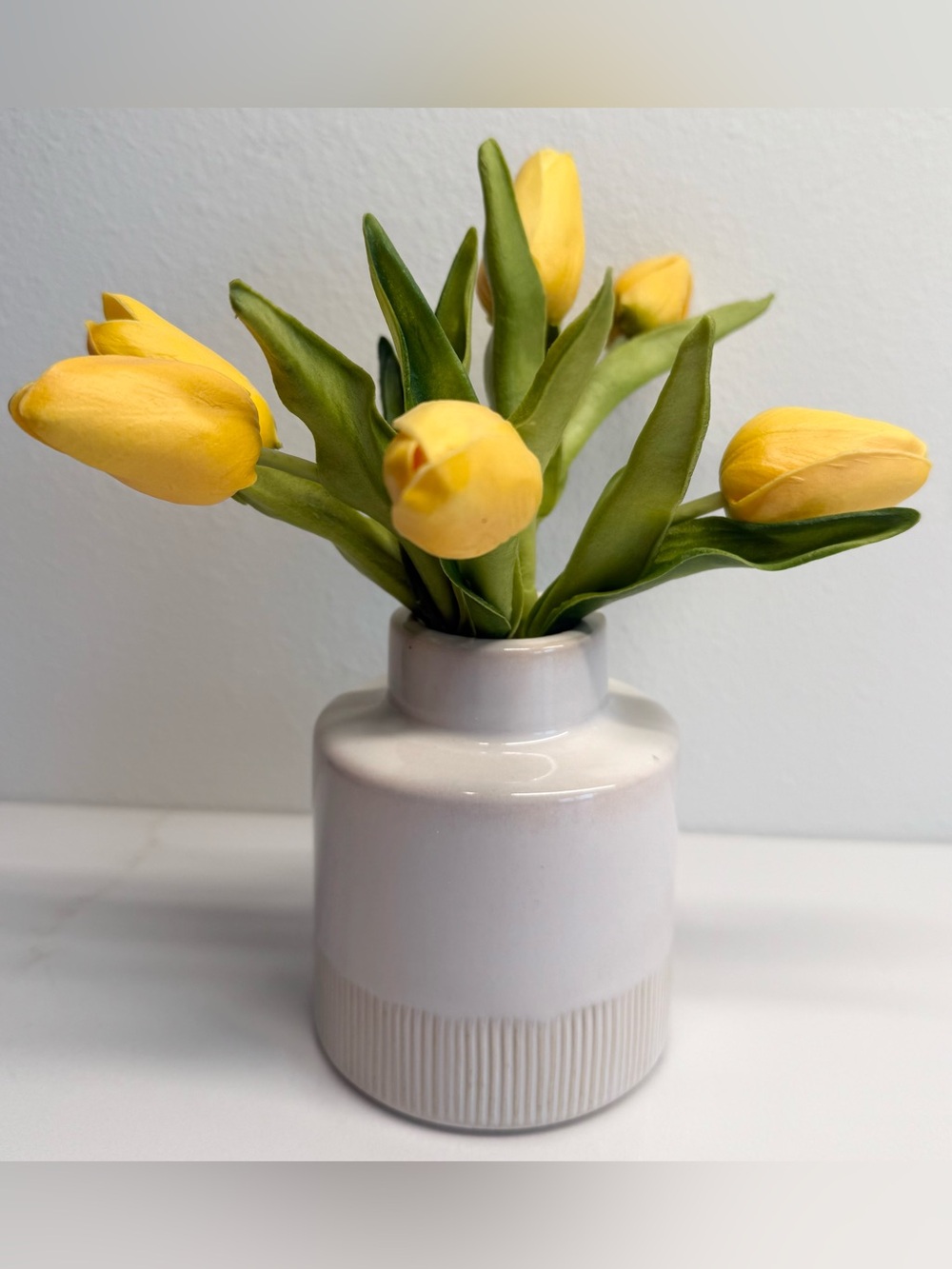 Magnolia Home Joanna Gaines Small Ivory Ceramic Vase Ribbed Base Farmhouse